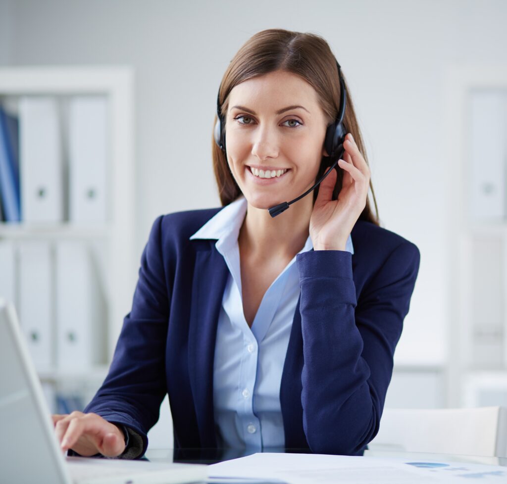 rayan ict- SEO marketing service provider company-Young businesswoman with headset working in office- customer service